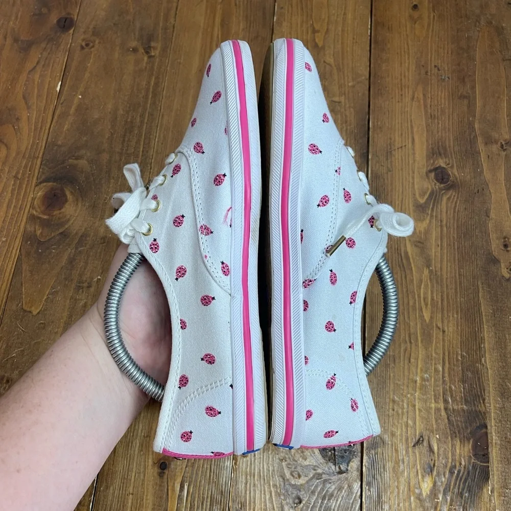 Keds x Kate Spade women’s size 7 white with pink lady bugs canvas shoes - Picture 5 of 10